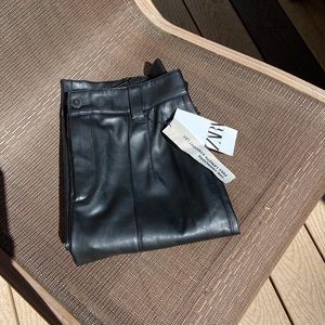 NWT Zara Full Length Faux Leather Pants